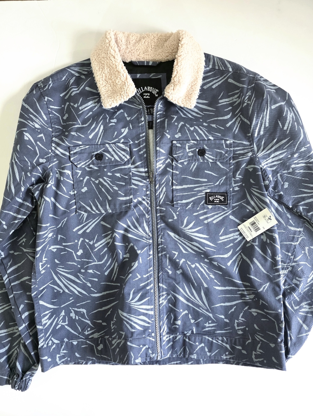 NWT Billabong Xander Fleece Collar Jacket  Tropical Pattern Small Lightweight